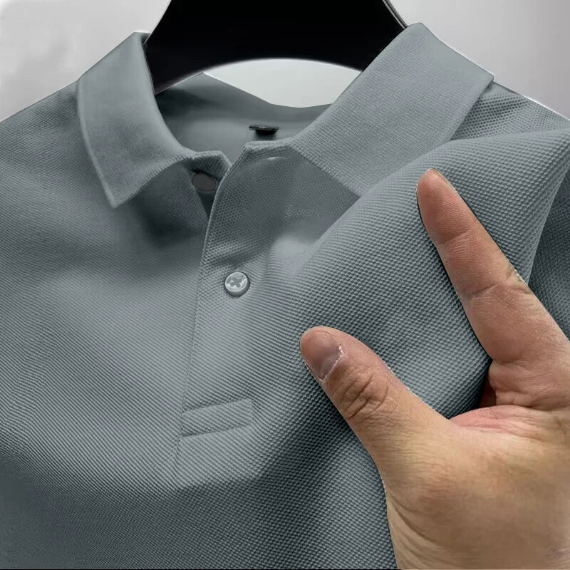 2025 Hot selling men's summer leisure breathable comfortable Polo shirt men's solid color high-quality imitation cotton short-sl