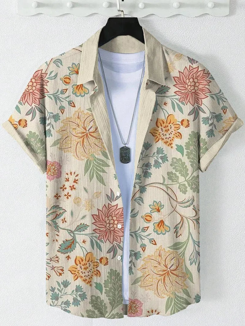 Men's Cat Graphics Shirts Short Sleeved Button Down Lapel Shirt For Summer Oversized Tops Vacation Casual Hawaiian Shirts