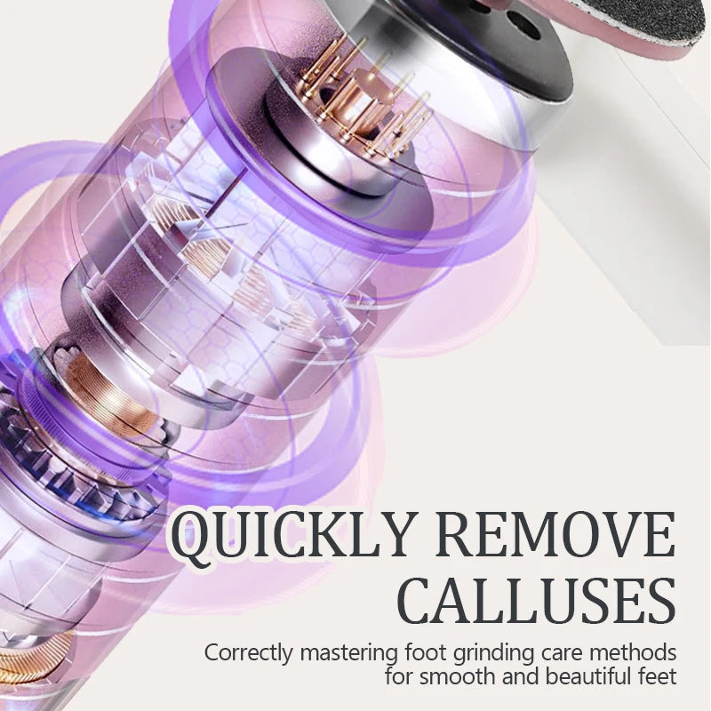 USB Rechargeable Wireless Electric Foot File Cuticle Callus Remover Machine Pedicure Tools Foot Heel Care Tool With Sandpaper