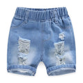 Summer Boy Shorts Children Casual Torn Jeans Kids Knee Length Denim Pants Baby Elastic Waist Shorts Infant Fashion Trousers 2-8Y