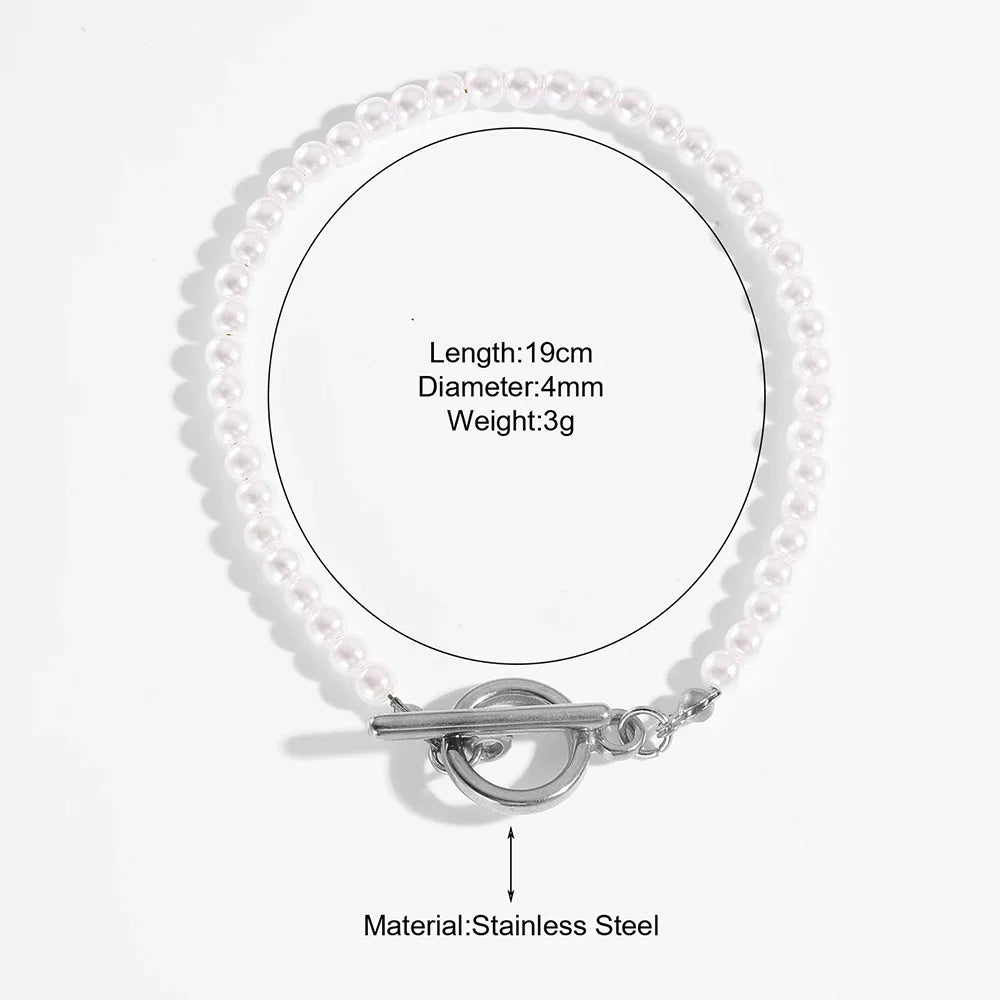 Minimally New High-end and Atmospheric Women's Imitation Pearl Stainless Steel Bracelet Jewelry Can Be DIY Jewelry Gift Wholesal