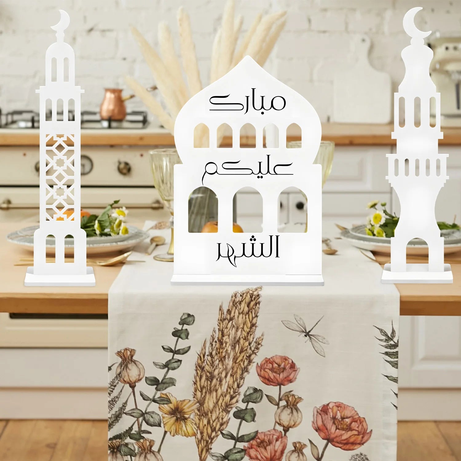 Eid al-Fitr White Acrylic Ornament Eid Mubarak Home party Decor Islamic Muslim Party Supplies Hollow out fasting decor gift 2026