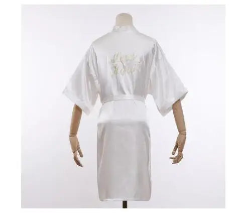 Bride Bridesmaid Wedding Robe Embroidery Kimono Bathrobe Gown Nightgown Casual Satin Short Women Sexy Nightwear Sleepwear