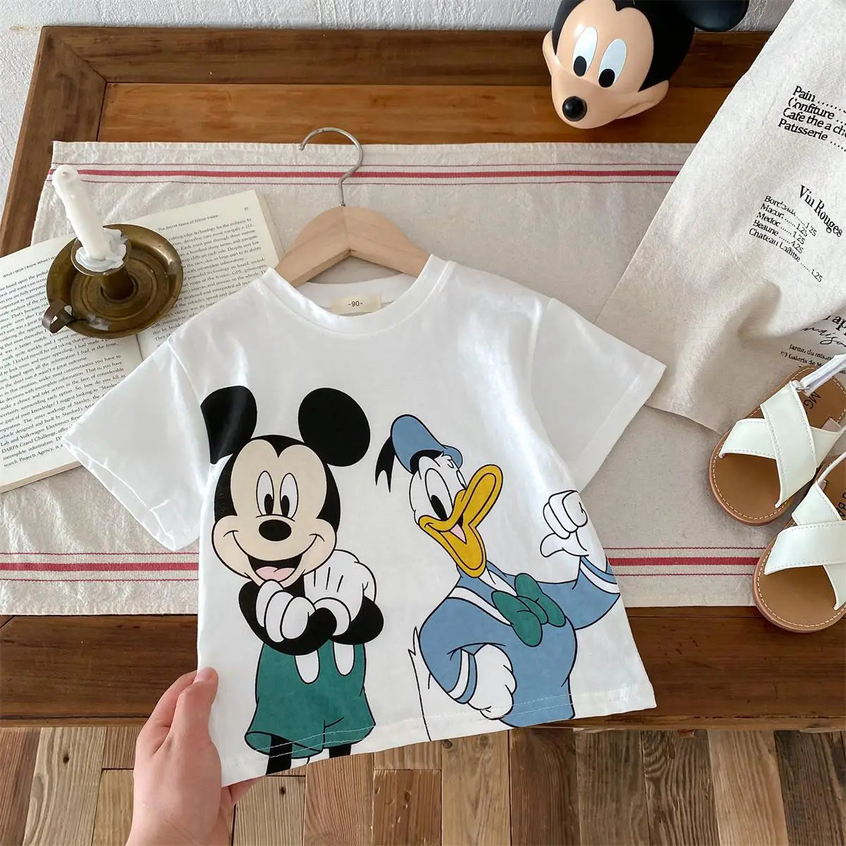 Child Tshirt Printed Summer Mickey Mouse Clothes Disney Children's T-shirt Kids Short Sleeve Tshirt Fashion Casual Wear