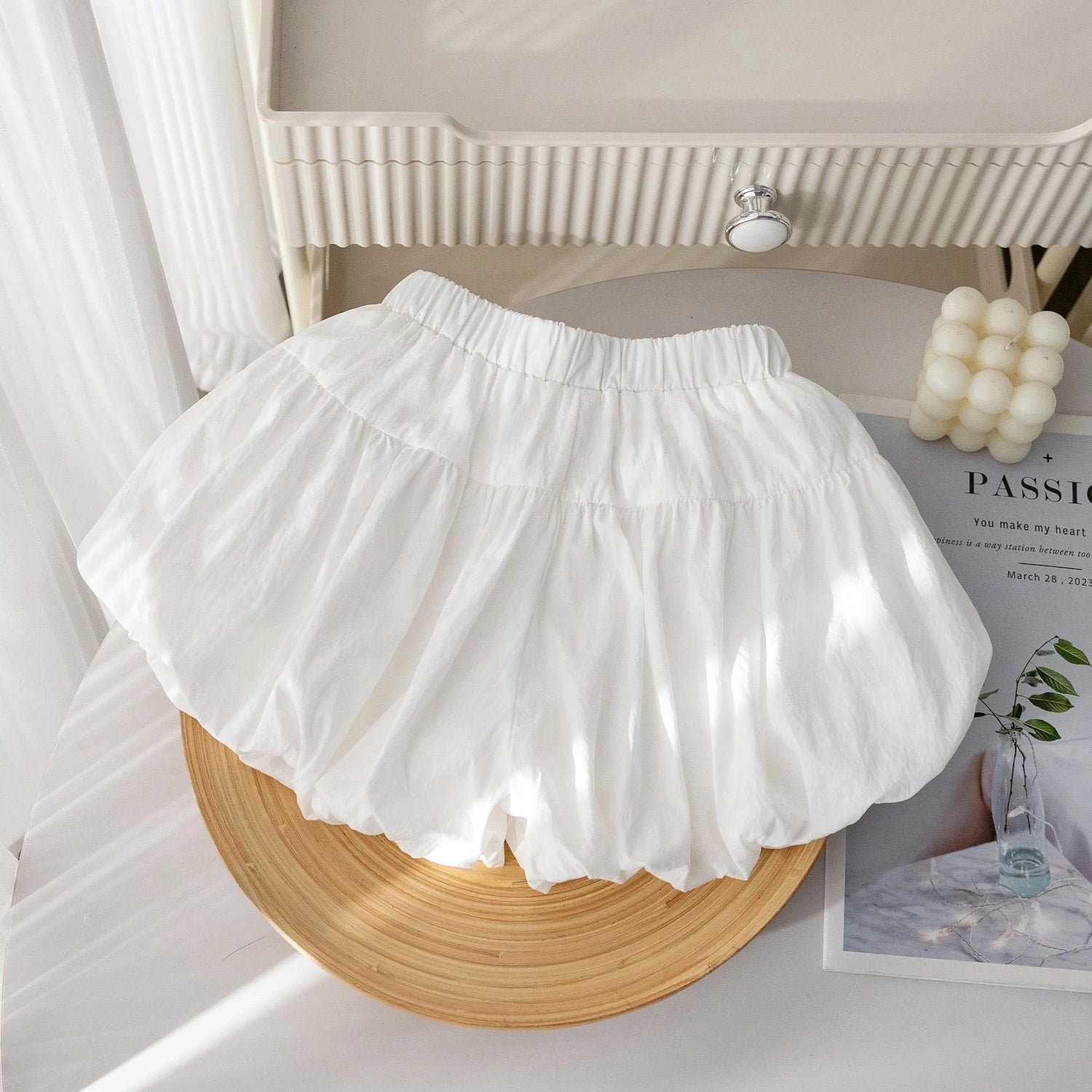 Bear Leader Summer Solid Color Girls Clothes Bow Decorative Shorts Korean Version Casual Folded Children's Clothing 3-7 Years