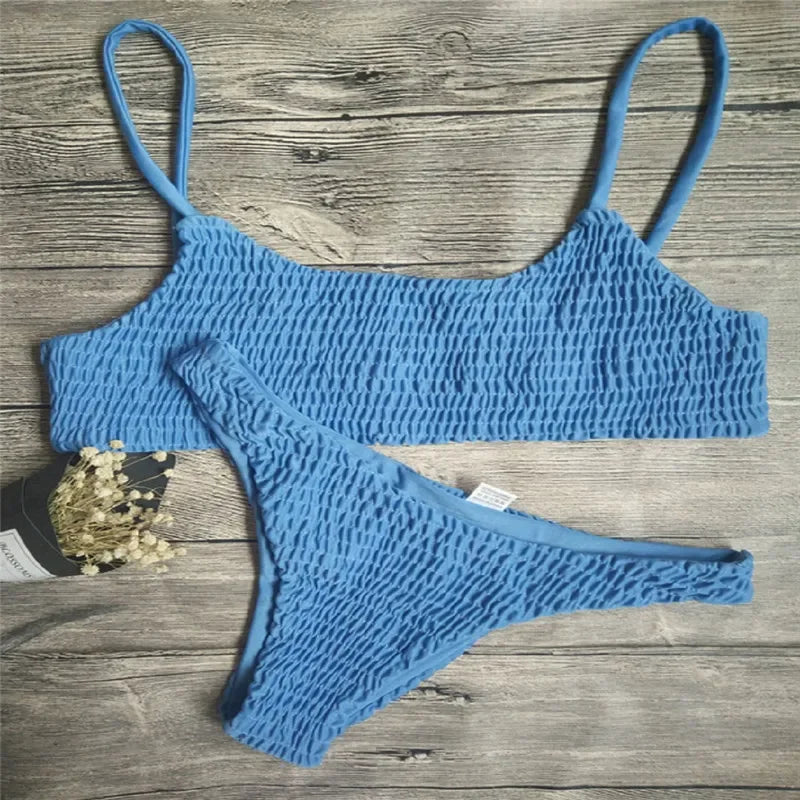 Bikini For Women Fold Push-Up Knitting Bra Bandage Bikini Set For Women Summer Holiday Beach Bathing Suits