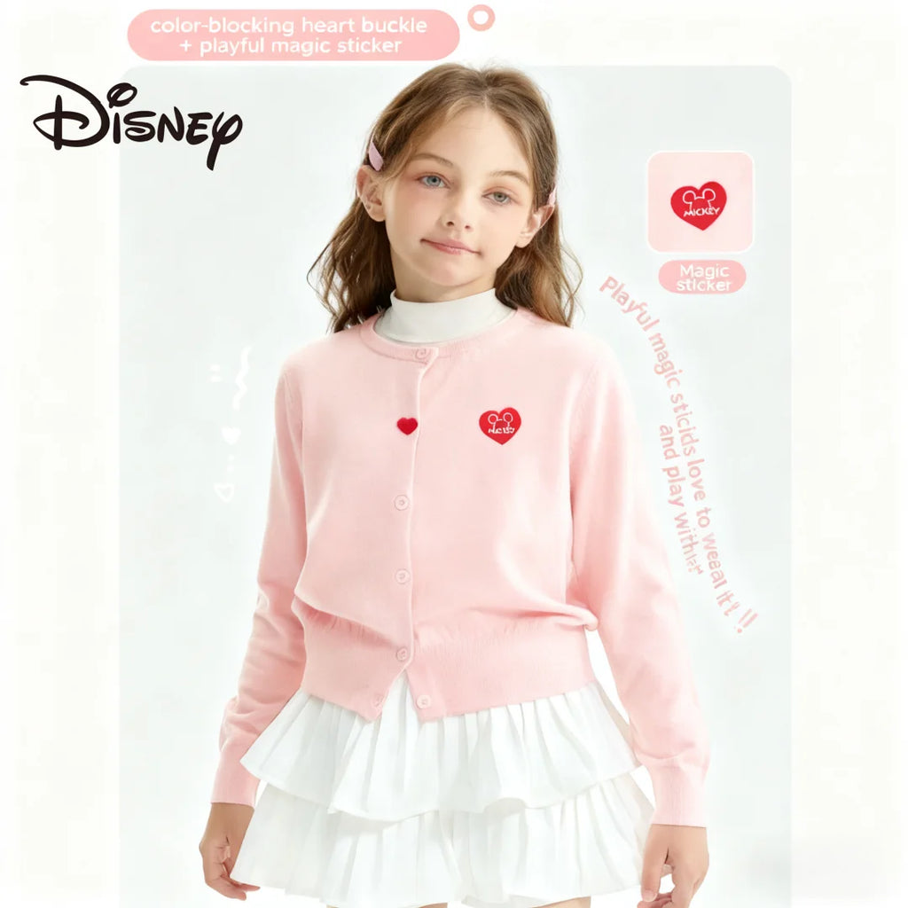 Disney Sweet Knitted Cardigan Girl Candy Color Sweater Spring Autumn Comfortable Cardigan Skin-friendly Material  Knitwear