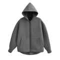 Loose Fit Hooded Zipper Jacket