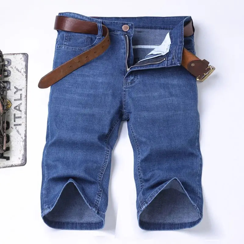 New high-end denim shorts for men in spring and summer of 2025, loose and versatile, trendy brand business casual denim shorts