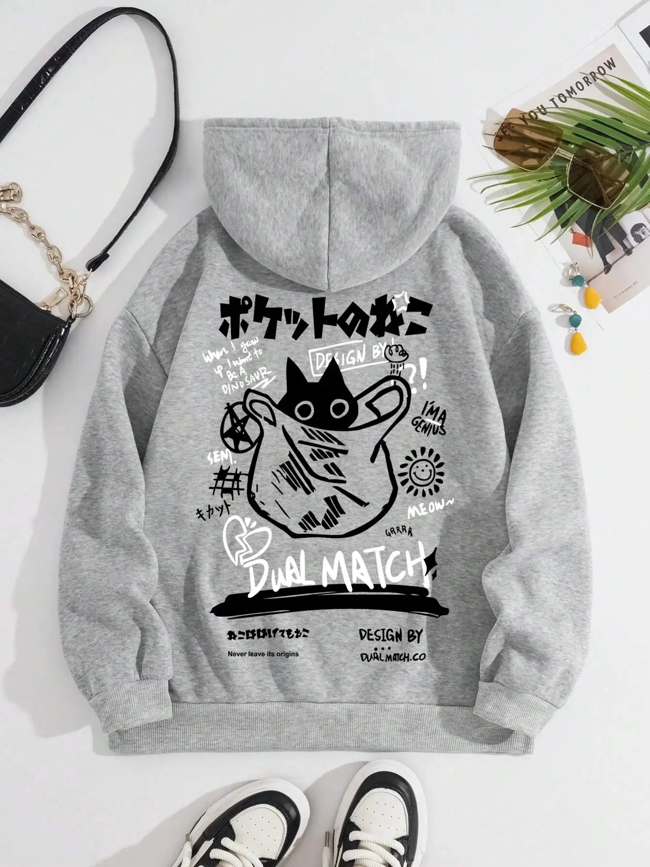 Harajuku Cat Cartoon Hoodie