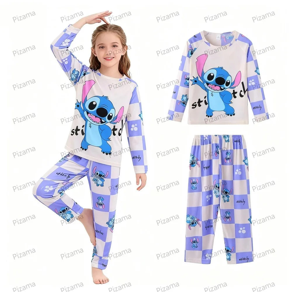 Stitch Pajamas for Kids Girls Long Sleeved Soft Comfortable Lilo & Stitch Pyjamas Suits Children's Loungewear Sleepwear