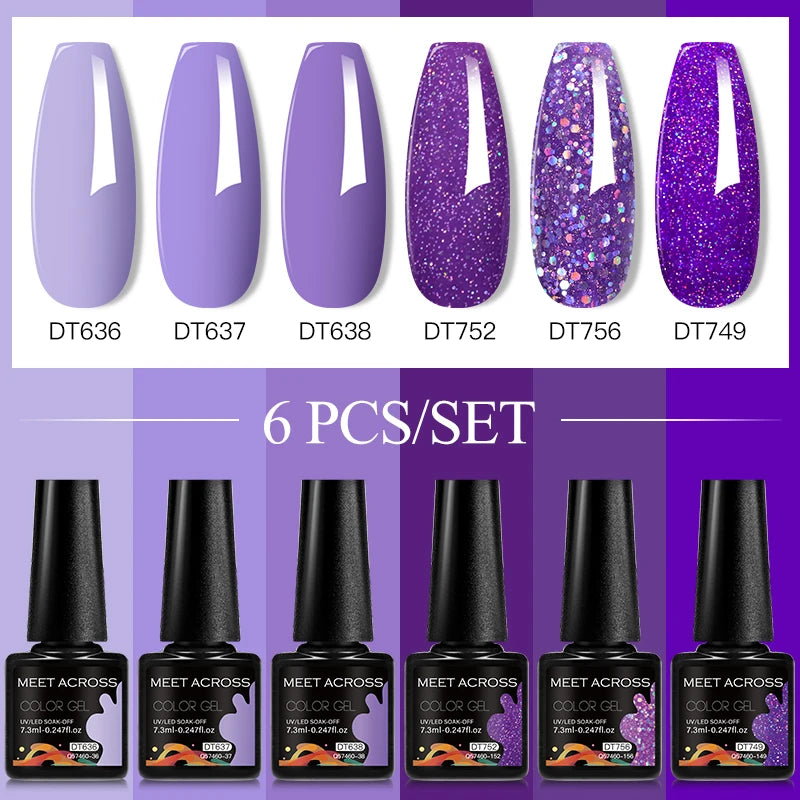 6pc Nail Gel Polish Set DIY Nail Art Semi Permanent UV LED Gel Kit For Nails Decoration Manicure Soak Off Painting Vernis Design