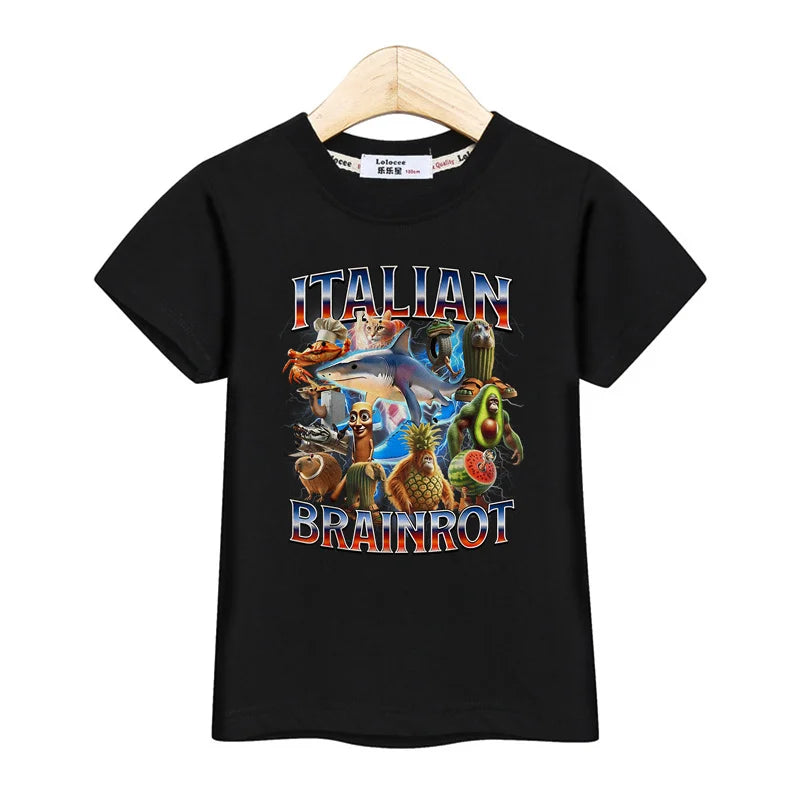 Children Summer Shirt Italian Brainrot Cartoon