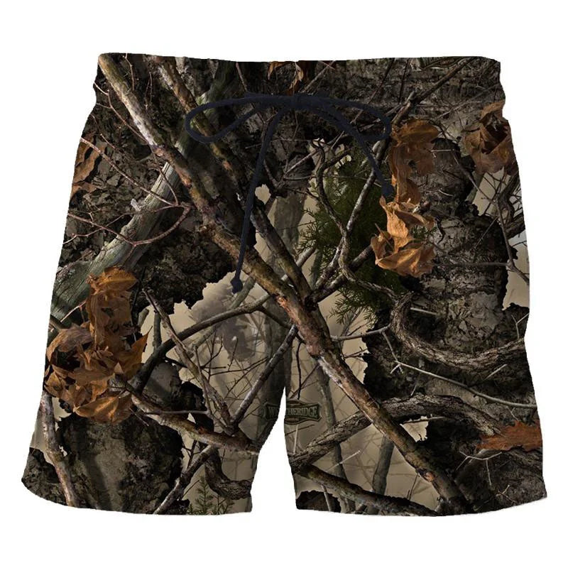 3d Camouflage Tree Leaves Printed Men's Short Pants Casual Personality Cool Camo Beach Shorts Oversized Fashion Board Shorts