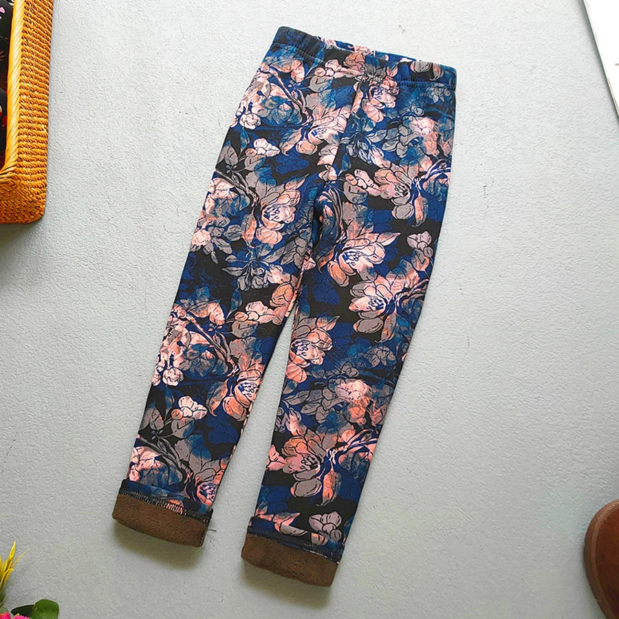 Autumn Winter Print Flowers Thick Warm Kids Toddler Baby Girls Leggings Children's Pants