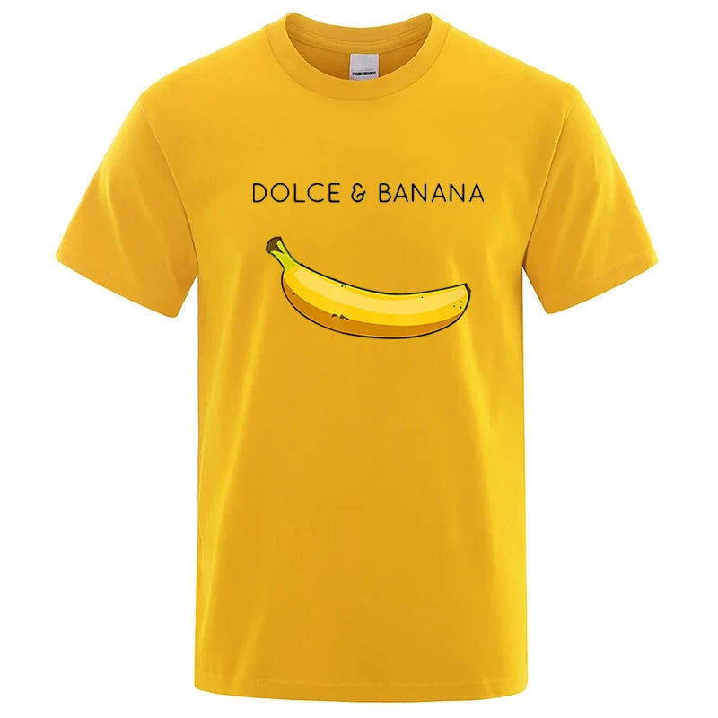 Summer Men's T-shirt High Quality 100%Cotton Funny Banana Printing Loose O-neck Men Short Sleeve Casual For Male T-shirt Top Tee
