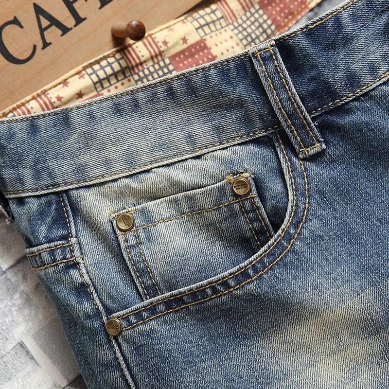 Summer Clothes New Men Vintage Ripped Short Jeans Streetwear Fashion Hole Straight Slim Denim Shorts Male Brand Pants