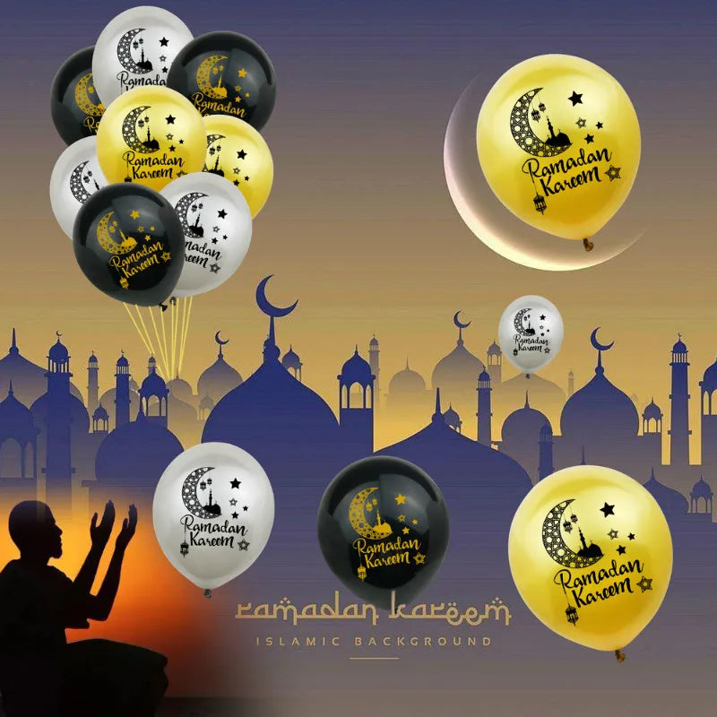 10Pcs Ramadan Kareem Latex Balloon Decoration Ramadan Mubarak Muslim Islamic Festival Party Decoration 2026 Eid Mubarak Supplies