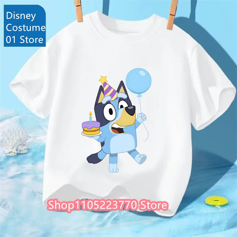 Kids Bluey Cartoon T-Shirt Autumn Winter Short Sleeve Warm Anime Print Comfortable Sweatshirt for Boys and Girls Daily Use