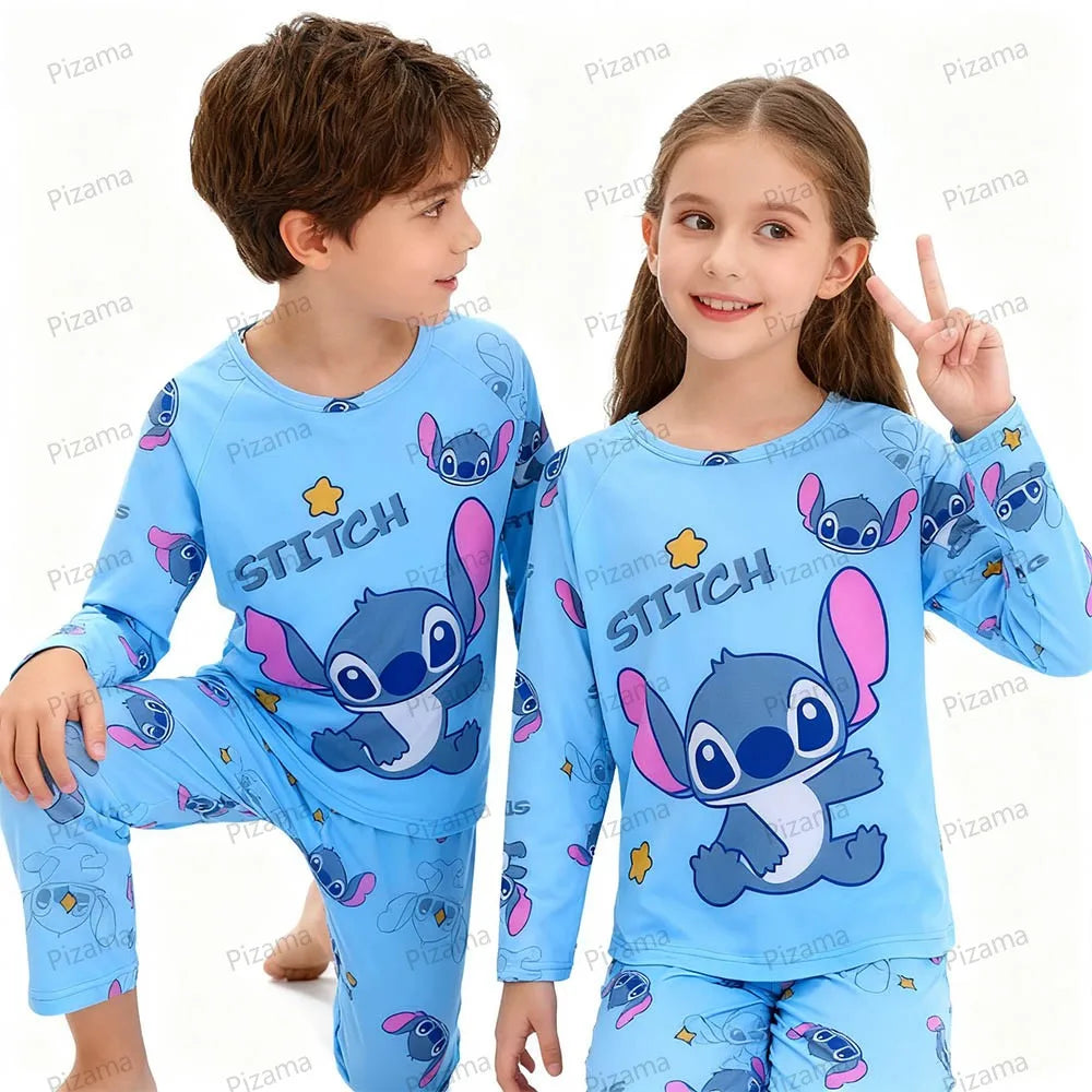 Stitch Pajamas for Kids Girls Long Sleeved Soft Comfortable Lilo & Stitch Pyjamas Suits Children's Loungewear Sleepwear