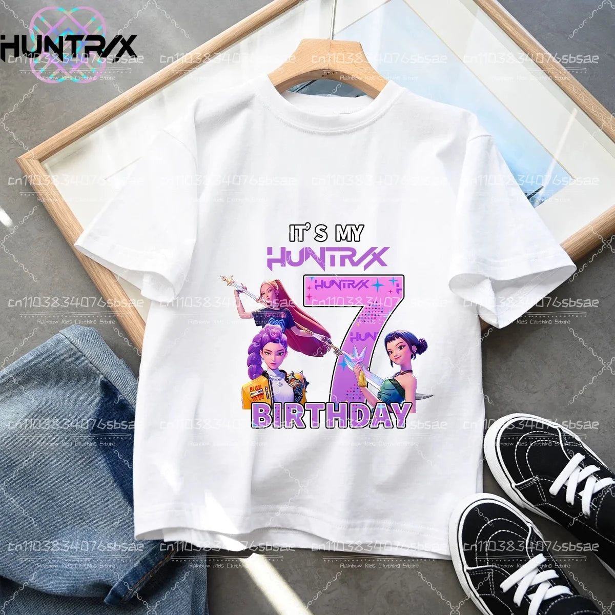 Kpop Demon Hunters Number T-shirt Kawaii Rumy Birthday Tops Party Wear Girls Tee Summer Short Sleeve Cotton Kid Clothes Boutique