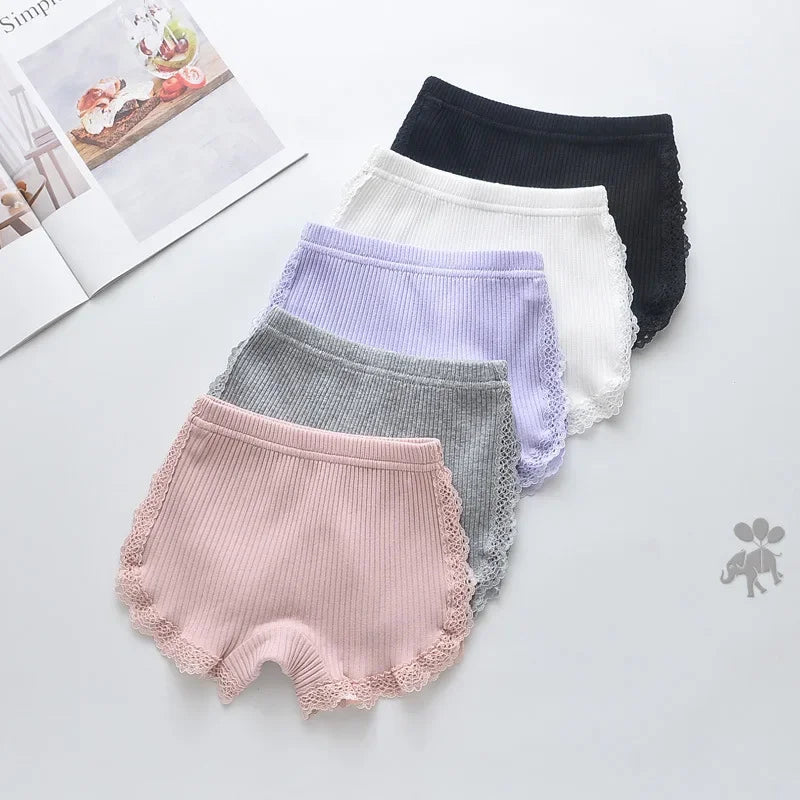 4-12 Years Girls Safety Pants Summer Three-quarter Pants Little Girls Baby Kids Side Lace Cotton Anti-glare Shorts