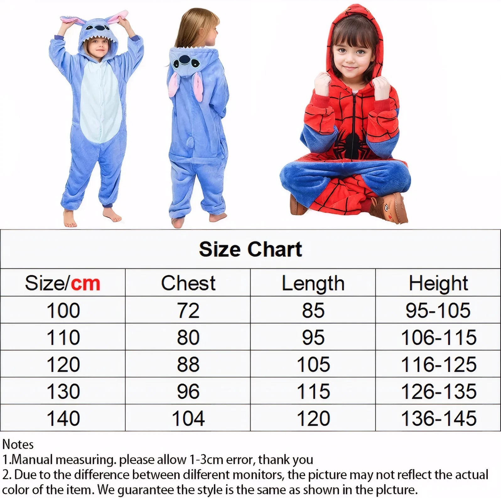 Lilo Stitch Cosplay Costume Boys Girls Spiderman Pajamas Plush Winter Warm Clothes for Boys Girls Hooded Pajamas Onesies