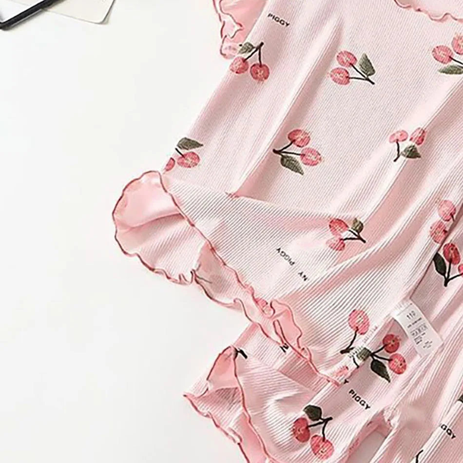 Girls Cherry Blossom Summer Pajama Set (1–8Y)