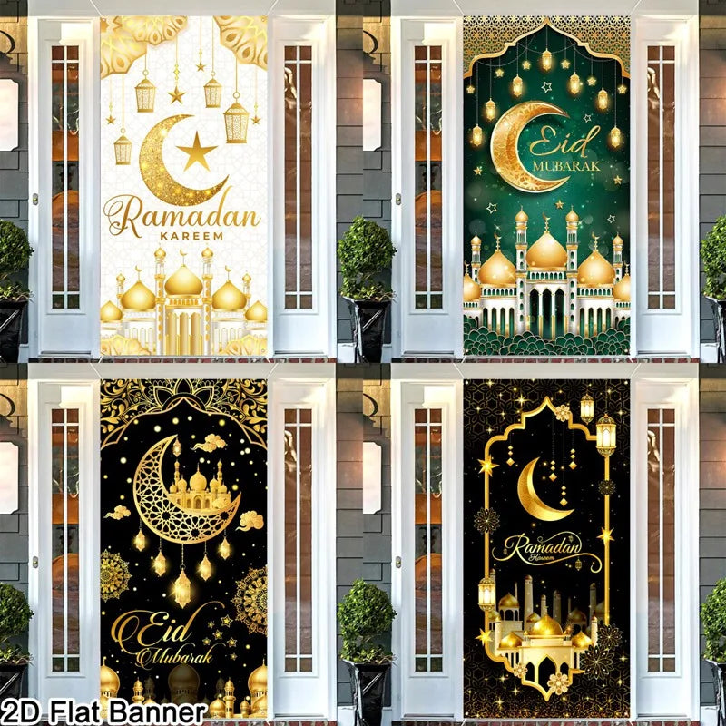 Eid Mubarak Door Decor Ramadan Kareem Banner Flag Ramadan Decorations For Home 2026 Islamic Muslim Party Decor Eid Al-Fitr Gifts