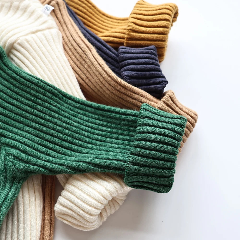 Kids Sweaters Solid Girls Sweater Brief Boys Pullover Turtleneck Knitwear
