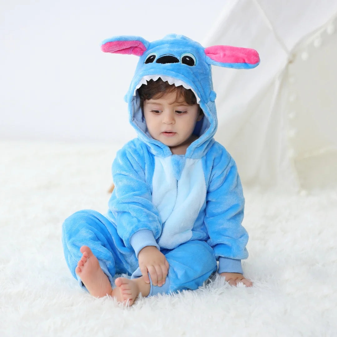 Baby Kigurumi Stitch Cartoon Romper Infant Kids Animal Jumpsuit Toddler Clothes Bodysuits Girls Boys Cosplay Pyjamas Costumes
