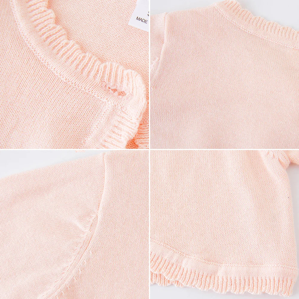 1 to 13 Years Kids Girl Solid Cardigan Round Neck Sweater Cardigans Knitted Toddler Girl Cotton Wedding Party Clothing