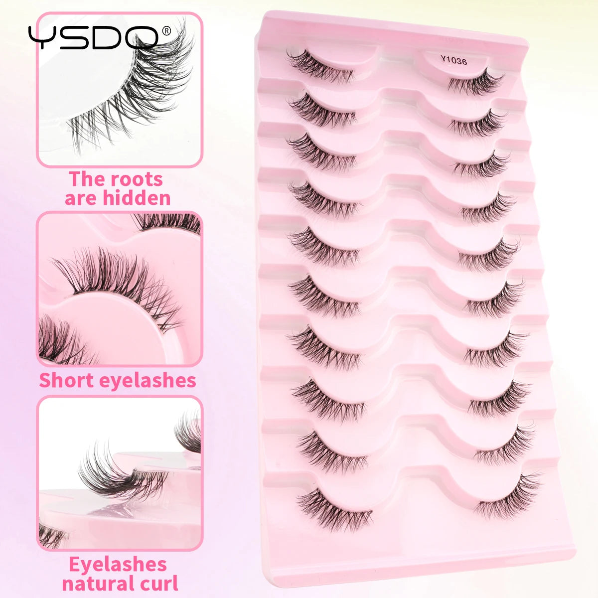 YSDO Half Lashes 3/10 Pairs Natural Long 3D Fuax Mink False Eyelashes Makeup Soft Wispy Short Half Eyelashes Faux Cils Maquiagem