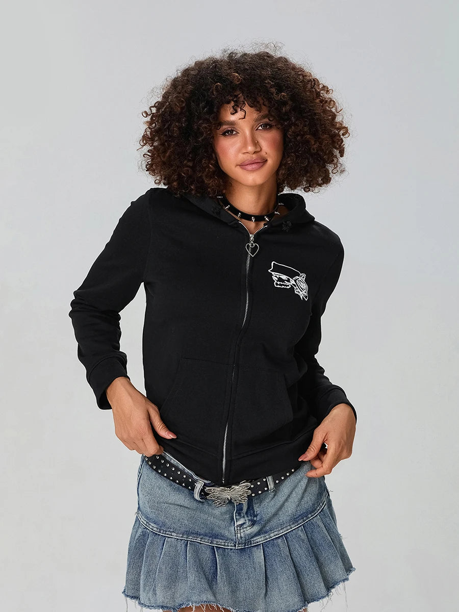 Women s Pullover Hoodie Stylish Floral Print Long Sleeve Sweatshirt with Unique Wing Design Fashionable Streetwear Jacket for