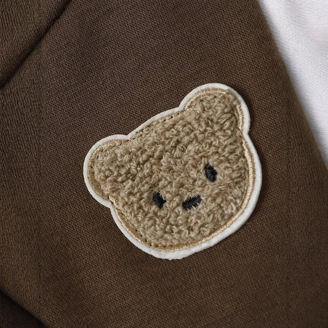 Boys Girls Baseball Jacket Infant Single Breasted Cute Embroidered Bear Head Kids Spring Fashion Jacket 3-6-9-12-24M