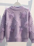 Girls' Thick Sweater, New Stylish Design, Fashionable Mesh Patchwork Pullover Knit Top, Trendy Base Layer