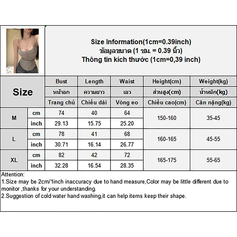 1pcs Summer Solid Color Button Irregular Camisole Hotsweet Women Sleeveless Slim Tank Top