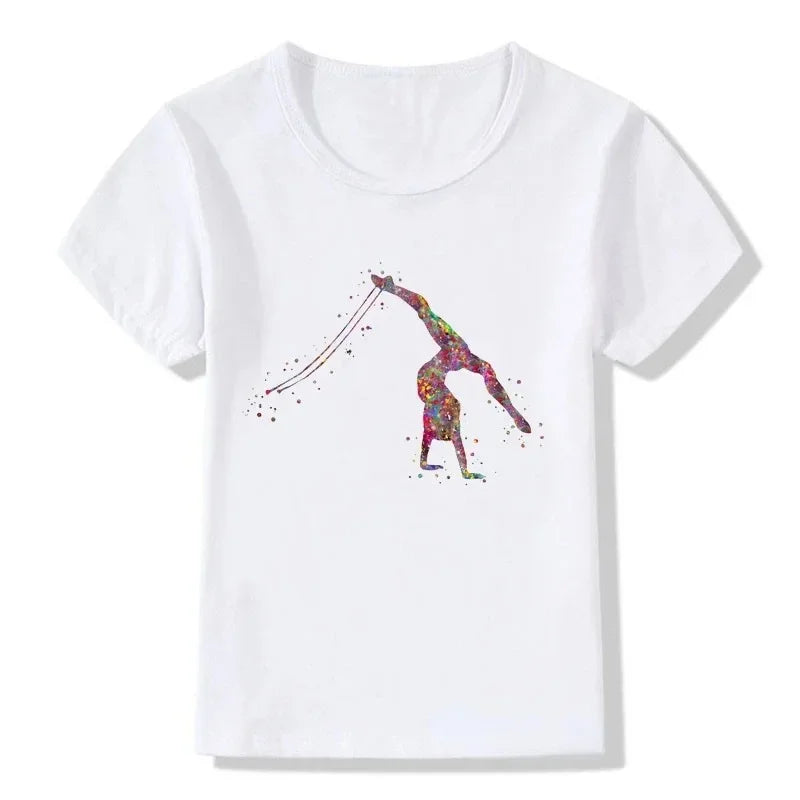 Boys T-shirt Girls Kids Rhythmic Gymnastics Printed T-shirt Modal Clothing Short Sleeves Boys Clothes