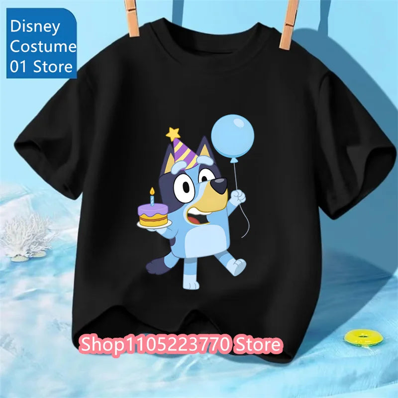 Kids Bluey Cartoon T-Shirt Autumn Winter Short Sleeve Warm Anime Print Comfortable Sweatshirt for Boys and Girls Daily Use