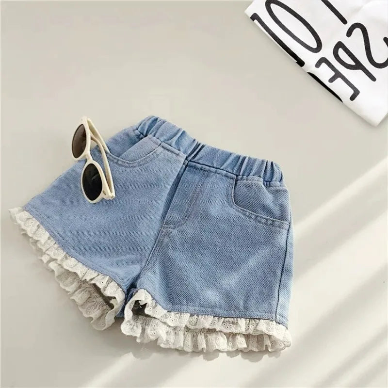 New Girls Denim Shorts Korean Lightweight Summer Shorts for Toddler Girls Casual Versatile Children's Clothing Outdoor Wear