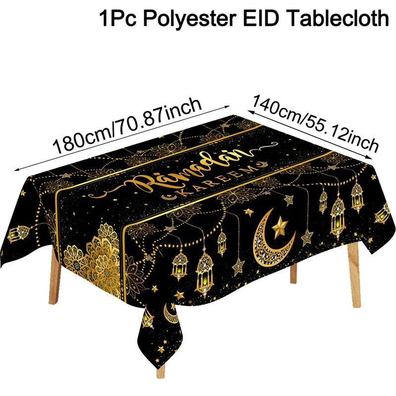 Eid Mubarak Table Runner Ramadan Tablecloths Ramadan Kareem Decoration for Home 2026 Islamic Muslim Party Eid Al Adha Gifts