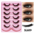 MIOFIA 6 Pairs Natural Fluffy Fake Eyelashes Wispy 3D Mink Lashes Lightweight Soft Reusable Cat Eye Fake Lashes Makeup Tool