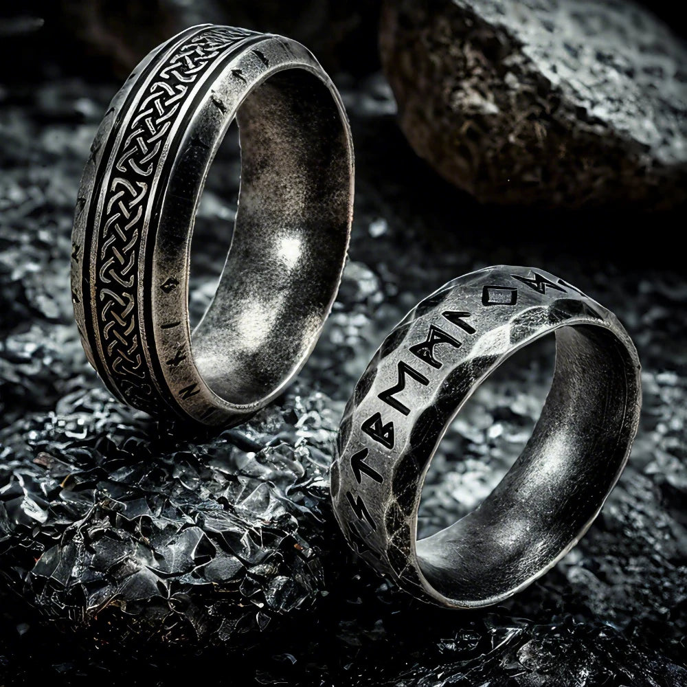 YILUOCD Stainless Steel Viking Runes Ring for Men Women Vintage Nordic Celtic Knot Rings Odin Letter Amulet Jewelry Wholesale