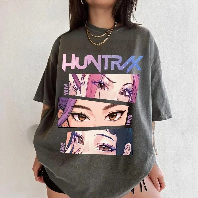 Kpop Demon Hunters T Shirt Comfort Colors Tee Huntrix Girl Shirt Gift for Kpop Fan Mira Rumi Joey Idol Group Huntrix Merch Tops