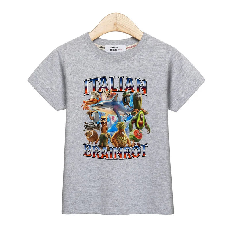 Children Summer Shirt Italian Brainrot Cartoon