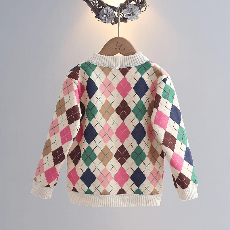 Girls' Sweater Thickened Autumn/Winter New Fashionable Versatile Children's Knitted Sweater Girls' Top Sweet and Cute
