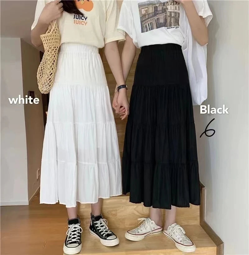 Vintage High-Waist Patchwork A-Line Skirt