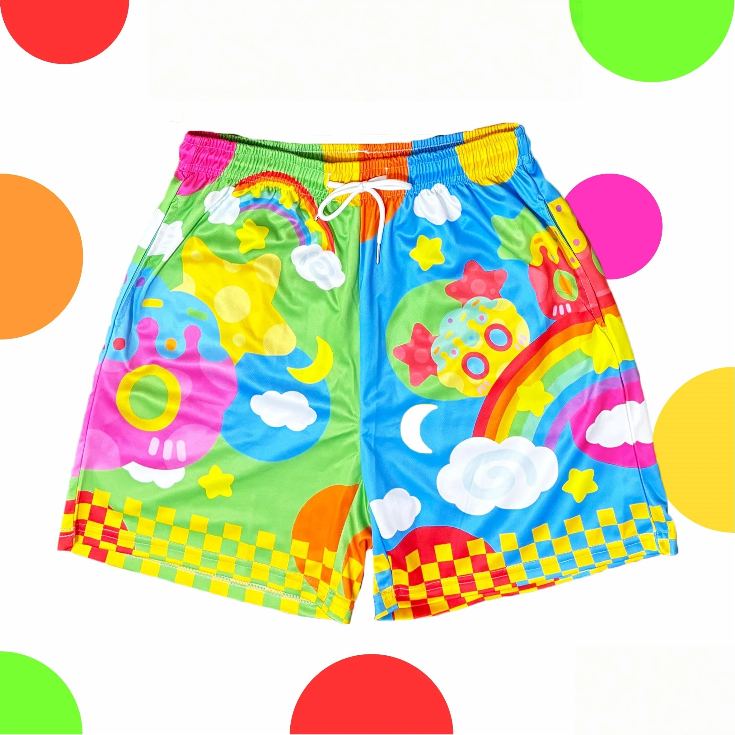 New Trendy Girls' Clothing 3D Printed Dopamine Rainbow Clothing, Home Stay Women's Casual Shorts