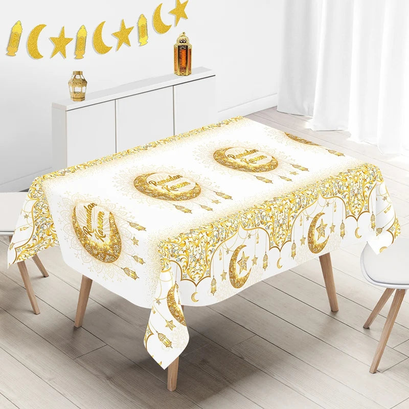 Eid Mubarak Tablecloths Ramadan Decoration for Home 2026 Islamic Muslim Party Decor Ramadan Tableware Supplies Eid Al Adha Gift