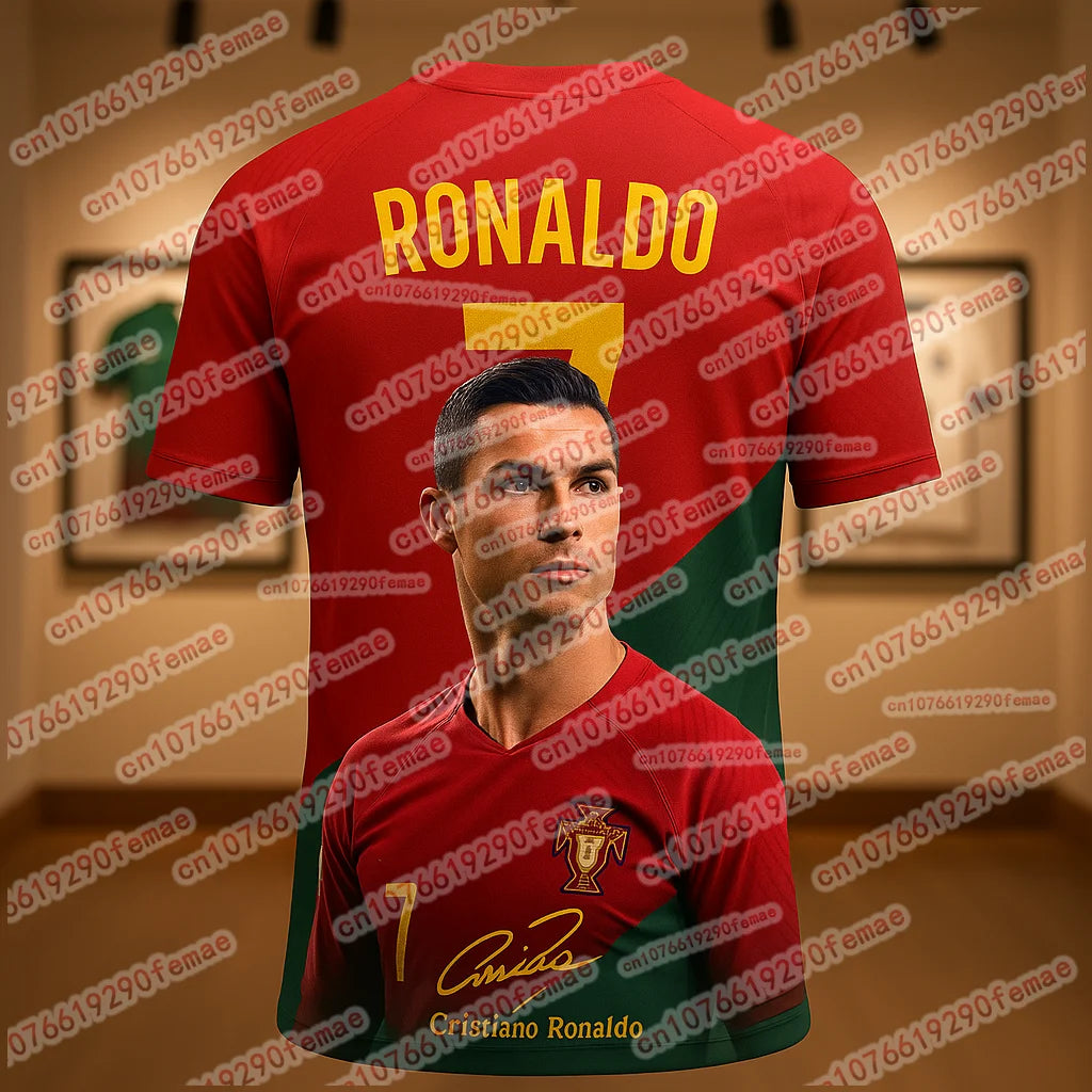 Summer New Hot Selling Cristiano Ronaldo Fashion Printed Pattern Men's Fan Commemorative Collection T-shirt Outdoor Sports Top